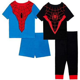 Toddler Boy Marvel Spider-Man Costumes 4 pc Pajama Tops, Pajama Bottoms & Pajama Shorts Set