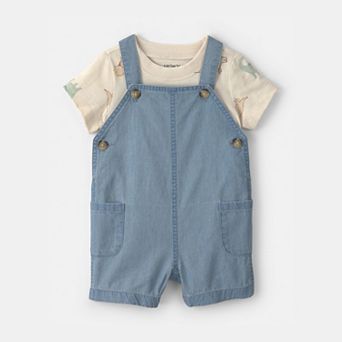 Baby Boy Carter's 2 pc Dinosaur Chambray Shortall Set