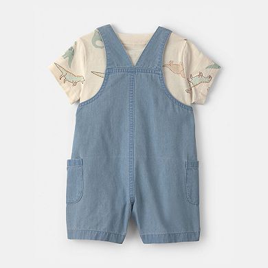 Baby Boy Carter's 2-Piece Dinosaur Chambray Shortall Set