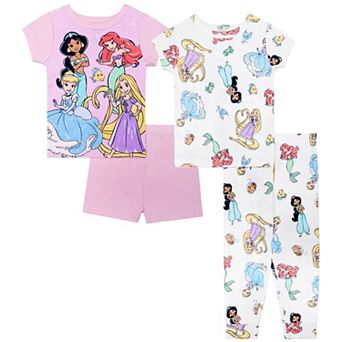 Toddler Disney Princesses 4 pc Pajama Top, Pajama Bottoms & Pajama Shorts Set
