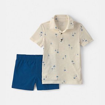 Toddler Boy Carter's 2 pc Palm Tree Polo & Short Set
