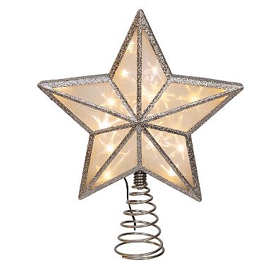 Kurt Adler 11.5-Inch Silver Glitter 5-Point Star Christmas Tree Topper