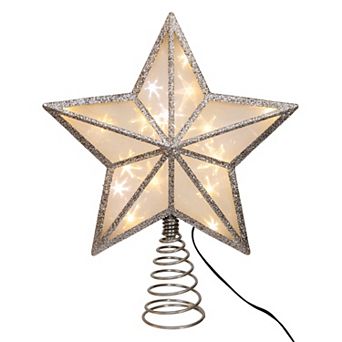 Kurt Adler 11.5-Inch Silver Glitter 5-Point Star Christmas Tree Topper