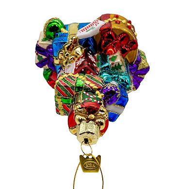 Kurt Adler 4.5-Inch Glass Stacked Presents Christmas Ornament