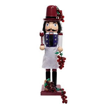 Kurt Adler 15-Inch Wooden Wine Nutcracker Figurine Table Decor