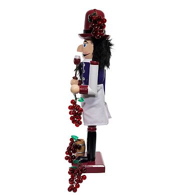 Kurt Adler 15-Inch Wooden Wine Nutcracker Figurine Table Decor