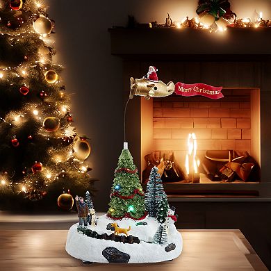 Kurt Adler 9.6-Inch Battery Operated LED Light Santa Christmas Scene Table Decor