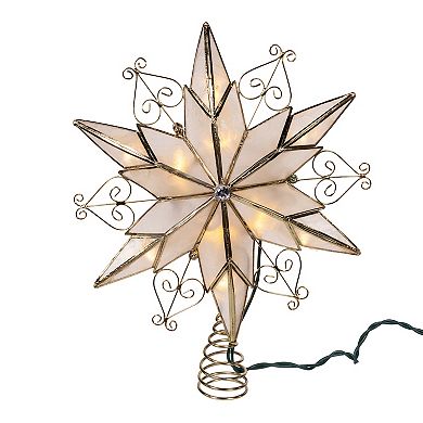 Kurt Adler 10-Light LED Brass Plated Capiz Star Christmas Tree Topper