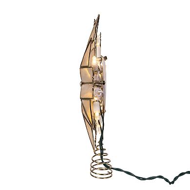 Kurt Adler 10-Light LED Brass Plated Capiz Star Christmas Tree Topper