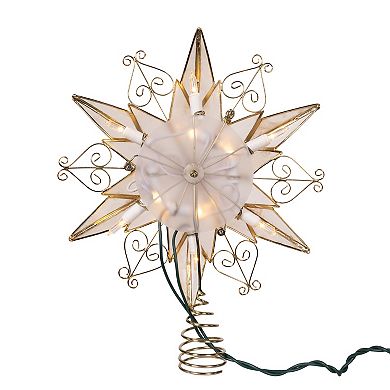 Kurt Adler 10-Light LED Brass Plated Capiz Star Christmas Tree Topper