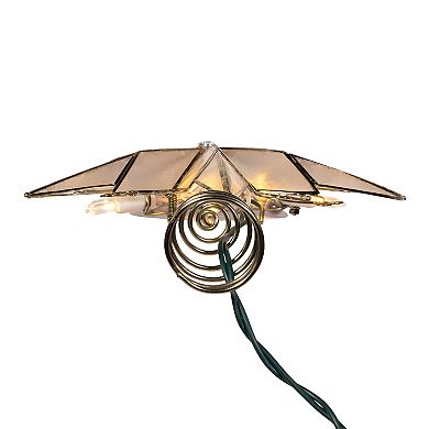 Kurt Adler 10-Light LED Brass Plated Capiz Star Christmas Tree Topper