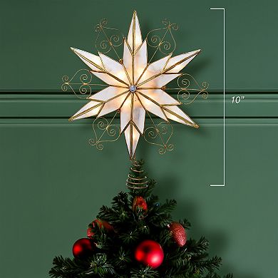 Kurt Adler 10-Light LED Brass Plated Capiz Star Christmas Tree Topper