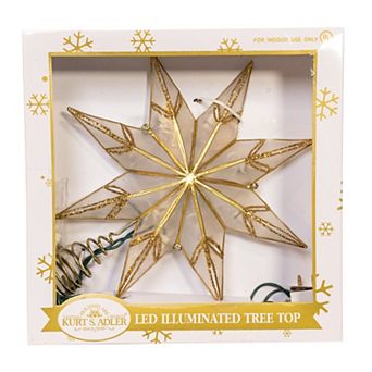 Kurt Adler LED Illuminated Capiz Star Christmas Tree Topper