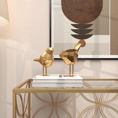 CosmoLiving by Cosmopolitan Polystone Dimensional Faceted Bird Sculpture Table Decor Set