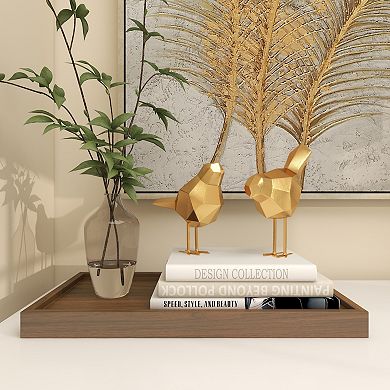 CosmoLiving by Cosmopolitan Polystone Dimensional Faceted Bird Sculpture Table Decor Set