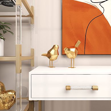 CosmoLiving by Cosmopolitan Polystone Dimensional Faceted Bird Sculpture Table Decor Set