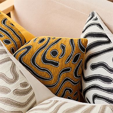 AAW Chenille Jacquard Camouflage Moire Pattern Throw Pillow Cover Set of 2