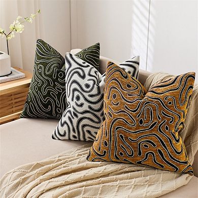 AAW Chenille Jacquard Camouflage Moire Pattern Throw Pillow Cover Set of 2