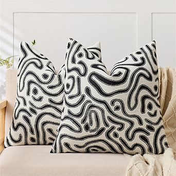 AAW Chenille Jacquard Camouflage Moire Pattern Throw Pillow Cover Set of 2