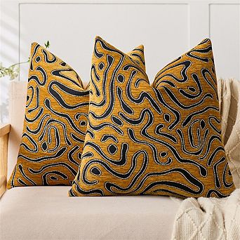 AAW Chenille Jacquard Camouflage Moire Pattern Throw Pillow Cover Set of 2