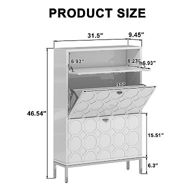 Clihome 16 Pairs Wood Shoe Storage Cabinet with Drawers