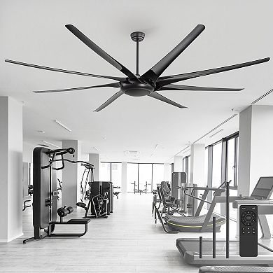 100 inch HVLS Ceiling Fan Without Light, 8 Blades, DC Motor, Remote, 12/24/36 Inch Downrods