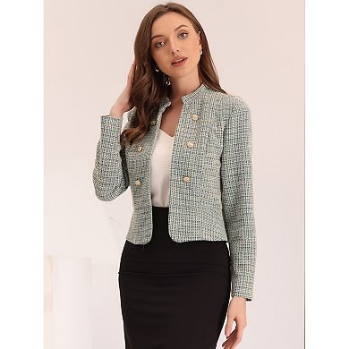 2 Packs Women's Elegant Plaid Tweed Blazer Jacket
