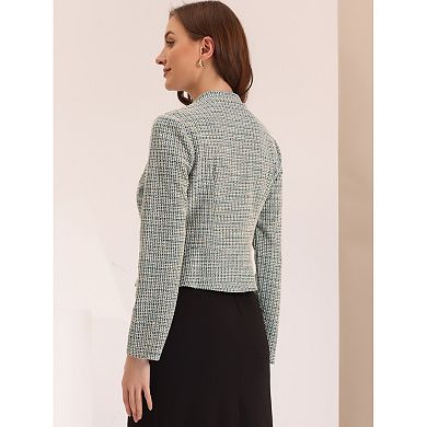 2 Packs Women's Elegant Plaid Tweed Blazer Jacket