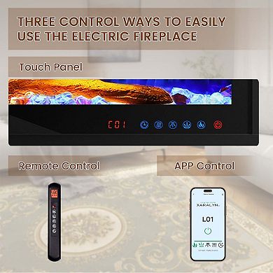 Clihome Recessed with Wi-Fi LED Electric Fireplace APP Control
