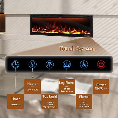 Clihome Recessed with Wi-Fi LED Electric Fireplace APP Control