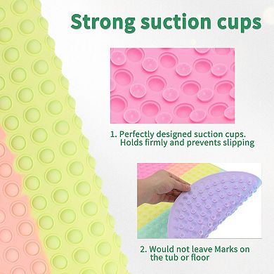 Silicone Non Slip Bath Mat, Machine Washable Shower Mat with Suction Cups Pressable Bubble