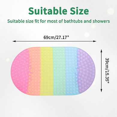 Silicone Non Slip Bath Mat, Machine Washable Shower Mat with Suction Cups Pressable Bubble