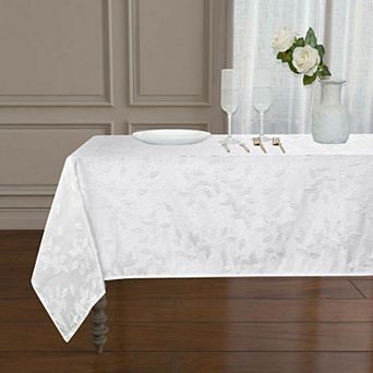 Kate Aurora Living Raised Jacquard Floral Leaves Spill Proof Fabric Tablecloth