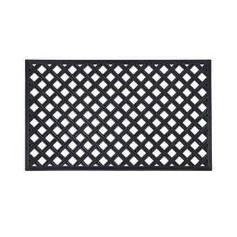 Kate Aurora Lattice 18 in X 30 in Wrought Iron Designed Non Skid Rubber Outdoor Door Mat