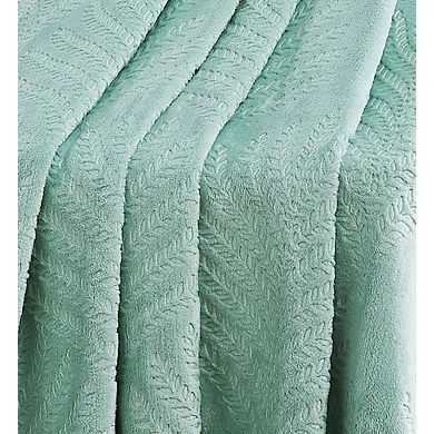 Kate Aurora Floral Ferns Shabby Chic Styled Oversized Ultra Soft and Plush Accent Throw Blanket