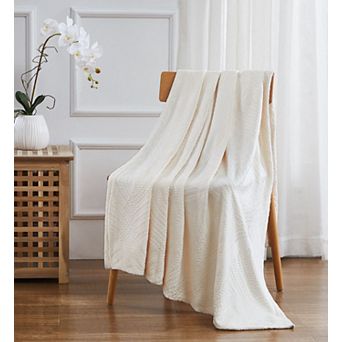 Kate Aurora Floral Ferns Shabby Chic Styled Oversized Ultra Soft and Plush Accent Throw Blanket