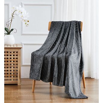 Kate Aurora Floral Ferns Shabby Chic Styled Oversized Ultra Soft and Plush Accent Throw Blanket