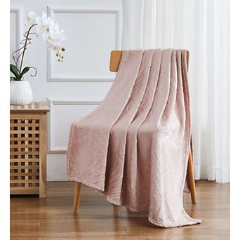 Kate Aurora Floral Ferns Shabby Chic Styled Oversized Ultra Soft and Plush Accent Throw Blanket