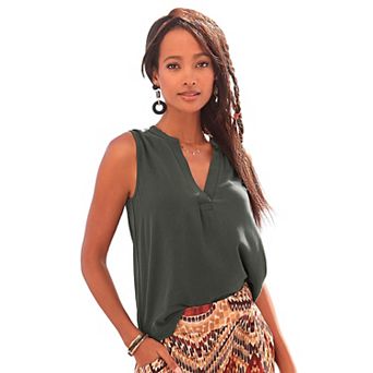 Lascana Women's Sleeveless V-Neck Blouse