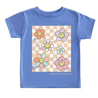 SmileyWorld Checkered Floral Distressed - Toddler Short Sleeve Graphic T-Shirt
