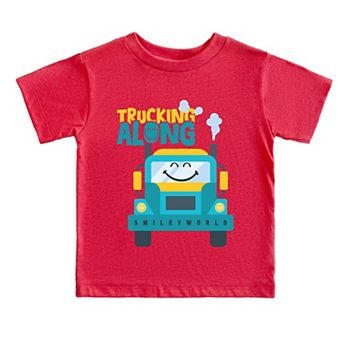 SmileyWorld Trucking Along - Toddler Short Sleeve Graphic T-Shirt