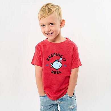 SmileyWorld Keeping It Reel Fish - Youth Short Sleeve Graphic T-Shirt