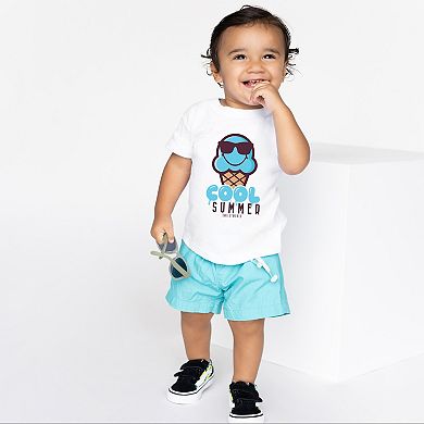 SmileyWorld Cool Summer Ice Cream Blue - Toddler Short Sleeve Graphic T-Shirt