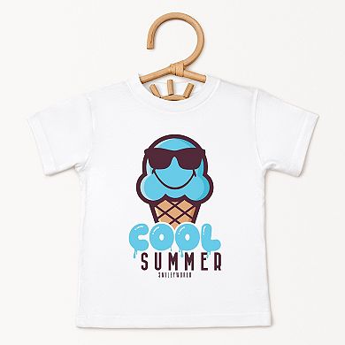SmileyWorld Cool Summer Ice Cream Blue - Toddler Short Sleeve Graphic T-Shirt