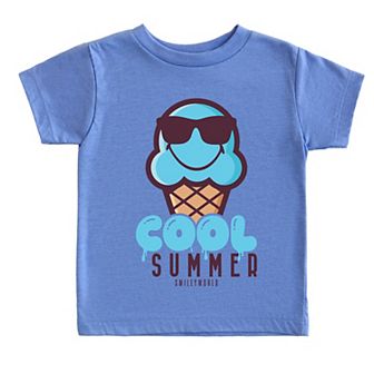 SmileyWorld Cool Summer Ice Cream Blue - Toddler Short Sleeve Graphic T-Shirt