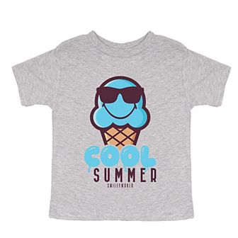 SmileyWorld Cool Summer Ice Cream Blue - Toddler Short Sleeve Graphic T-Shirt