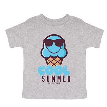 SmileyWorld Cool Summer Ice Cream Blue - Toddler Short Sleeve Graphic T-Shirt