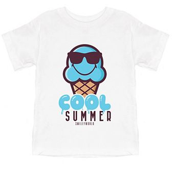 SmileyWorld Cool Summer Ice Cream Blue - Toddler Short Sleeve Graphic T-Shirt
