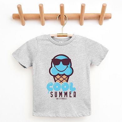 SmileyWorld Cool Summer Ice Cream Blue - Youth Short Sleeve Graphic T-Shirt