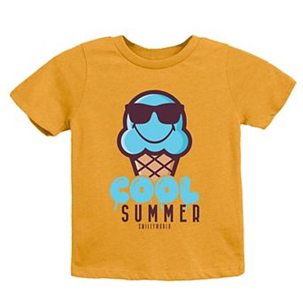 SmileyWorld Cool Summer Ice Cream Blue - Youth Short Sleeve Graphic T-Shirt